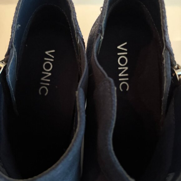 Vionic Anne Navy Faux Suede Booties Size 9 - Picture 7 of 8